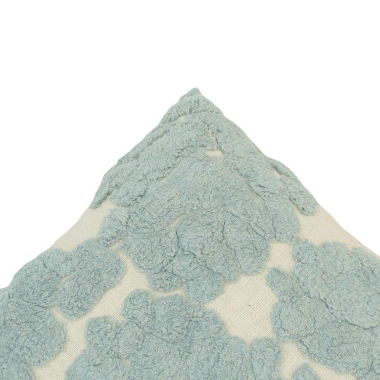 Sage Green Leaf Tufted Cotton Cushion Cover | Textured Botanical Throw Pillow Cover | 45 x 45 cm - Bulk manufacturer & supplier from Panipat, India