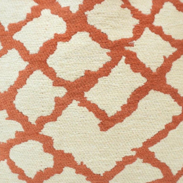 Terracotta Trellis Jacquard Cotton Cushion Cover – 45x45 cm | Geometric Lattice Design | Decorative Sofa Cushion - Bulk manufacturer & supplier from Panipat, India