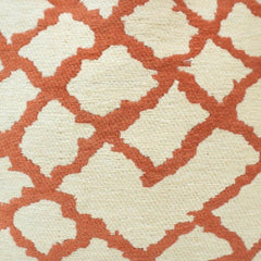 Terracotta Trellis Jacquard Cotton Cushion Cover – 45x45 cm | Geometric Lattice Design | Decorative Sofa Cushion