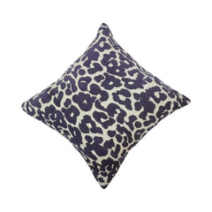 Navy Blue Leopard Print Jacquard Cotton Cushion Cover | 45 x 45 cm | Modern Animal Pattern Decorative Pillow Cover