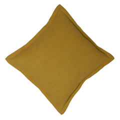 Mustard Yellow Cotton Cushion Cover 45x45 cm | Plain Decorative Throw Pillow Cover with Oxford Border | Hidden Zipper | Sofa & Bed Cushion Cover