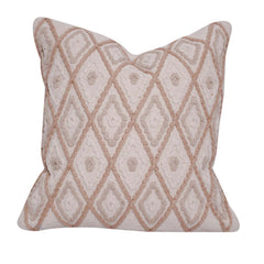 Handmade Tufted Diamond Pattern Cotton Cushion Cover 45x45 cm | Boho Geometric Decorative Throw Pillow Cover | Beige & Ivory
