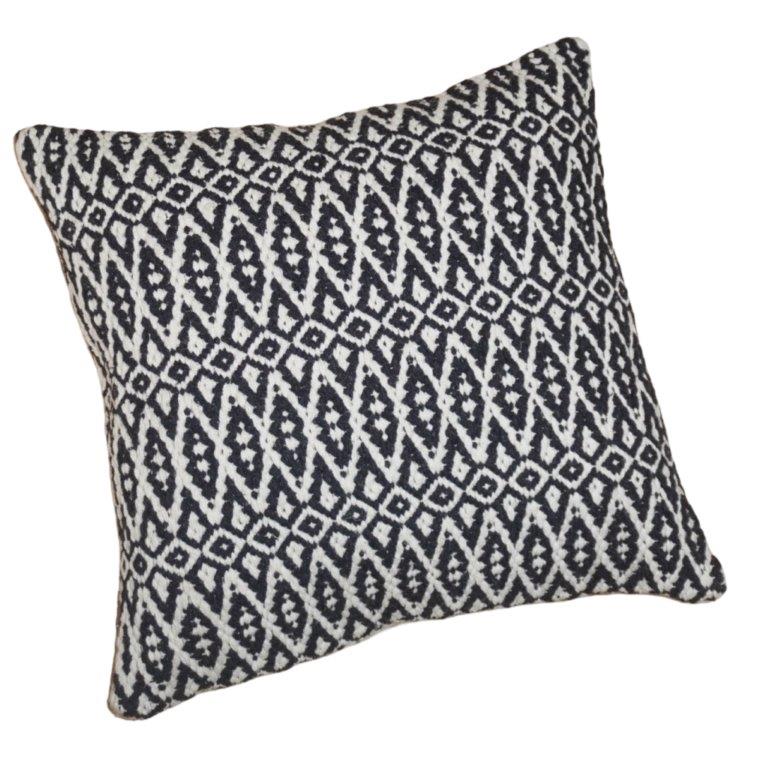Hadmaddee Geometric Woven Cotton Cushion Cover 45x45 cm | Black & White Tribal Pattern Decorative Pillow Cover