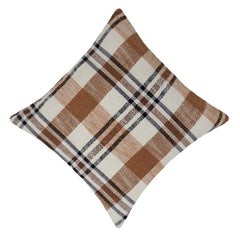 Handwoven Cotton Checkered Cushion Cover 45x45 cm | Woven Plaid Decorative Throw Pillow Cover | Soft Cotton Sofa & Bed Cushion Cover with Hidden Zipper