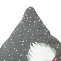 Festive Gnome Pom-Pom Cotton Cushion Cover – Grey Polka Dot Decorative Pillow | 45x45 cm