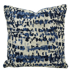 Blue & Ivory Abstract Jacquard Cotton Cushion Cover 45x45 cm | Woven Decorative Throw Pillow Cover | Hidden Zipper | Modern Home Décor