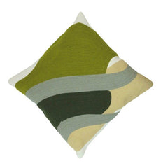 Abstract Embroidered Cotton Cushion Cover 45x45 cm | Modern Wave Design Decorative Pillow Cover