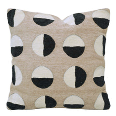 Beige & Black Abstract-Geometric Jacquard Cushion Cover 45x45 cm