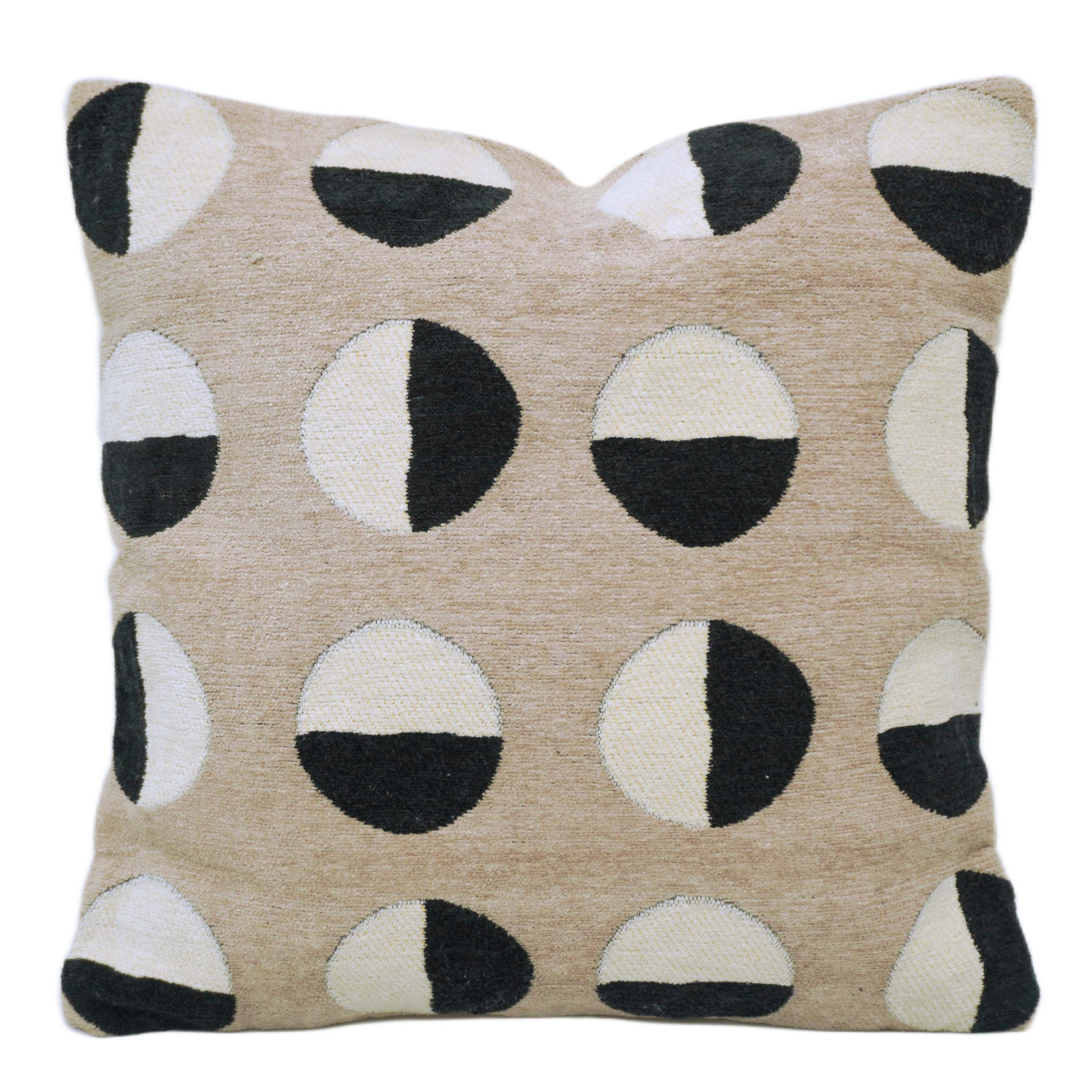 Beige & Black Abstract-Geometric Jacquard Cushion Cover 45x45 cm