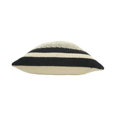 Handwoven Black & Ivory Cotton Cushion Cover | Geometric Woven Pattern | 45x45 cm