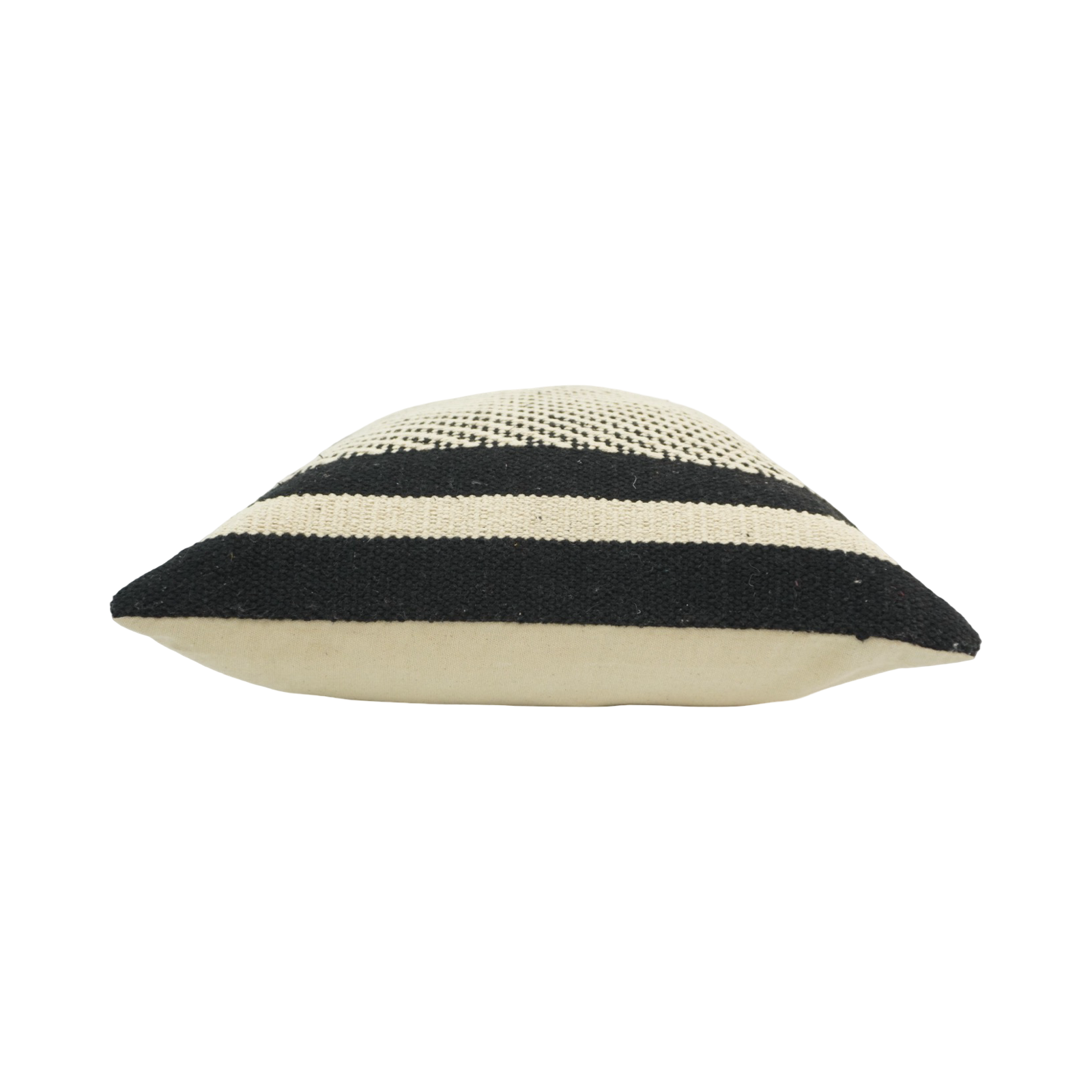 Handwoven Black & Ivory Cotton Cushion Cover | Geometric Woven Pattern | 45x45 cm