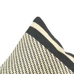 Handwoven Black & Ivory Cotton Cushion Cover | Geometric Woven Pattern | 45x45 cm