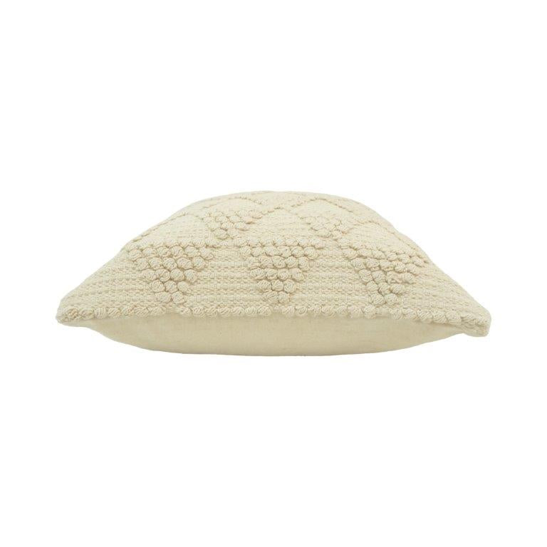Handmade Textured Cotton Cushion Cover 45x45 cm | Boho Tufted Geometric Throw Pillow Cover | Cream Decorative Cushion - Bulk manufacturer & supplier from Panipat, India