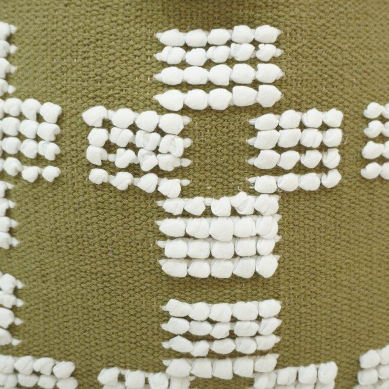 Handwoven Cotton Cushion Cover 45x45 cm | Textured Geometric Tufted Design | Olive Green Decorative Pillow Cover - Bulk manufacturer & supplier from Panipat, India