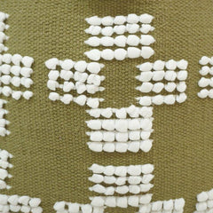 Handwoven Cotton Cushion Cover 45x45 cm | Textured Geometric Tufted Design | Olive Green Decorative Pillow Cover