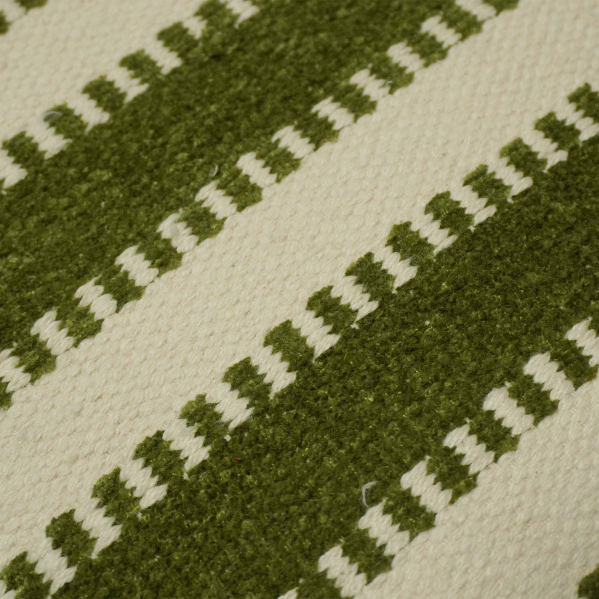 Handwoven Cotton Striped Cushion Cover 45x45 cm – Olive Green & Ivory | Textured Woven Throw Pillow Cover with Concealed Zip | Modern Farmhouse & Scandinavian Home Décor