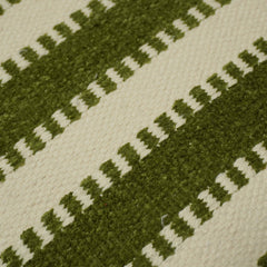 Handwoven Cotton Striped Cushion Cover 45x45 cm – Olive Green & Ivory | Textured Woven Throw Pillow Cover with Concealed Zip | Modern Farmhouse & Scandinavian Home Décor