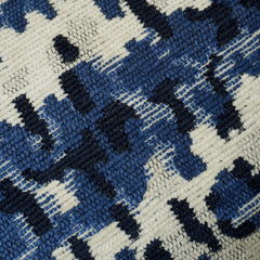 Blue & Ivory Abstract Jacquard Cotton Cushion Cover 45x45 cm | Woven Decorative Throw Pillow Cover | Hidden Zipper | Modern Home Décor