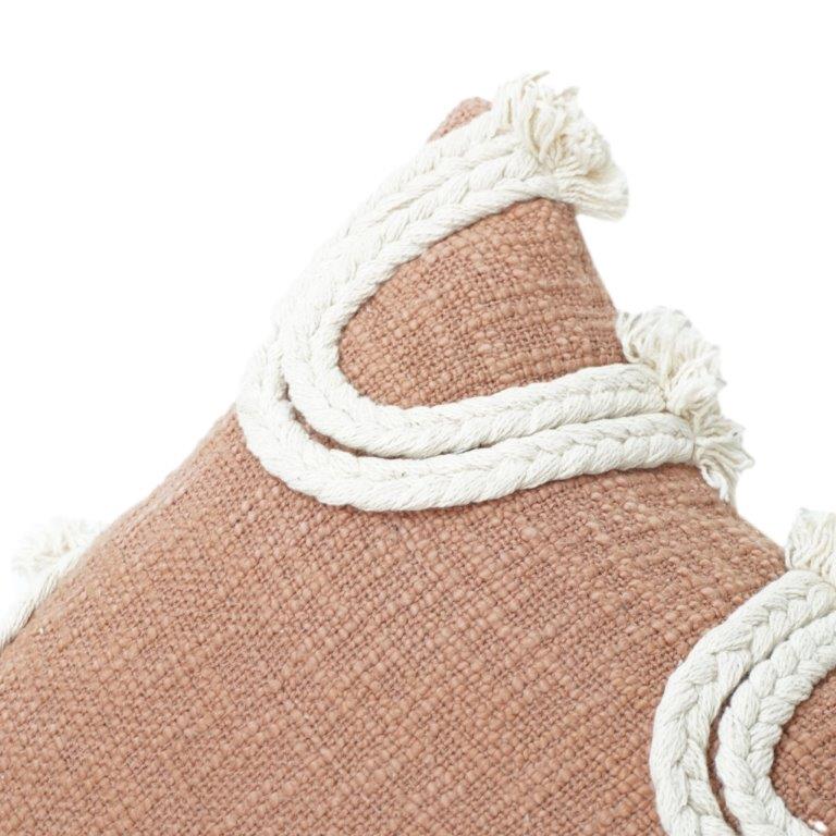 Textured Cotton Cushion Cover with Rope Embroidery – Abstract Wave Design | 45x45 cm | Boho Modern Decor