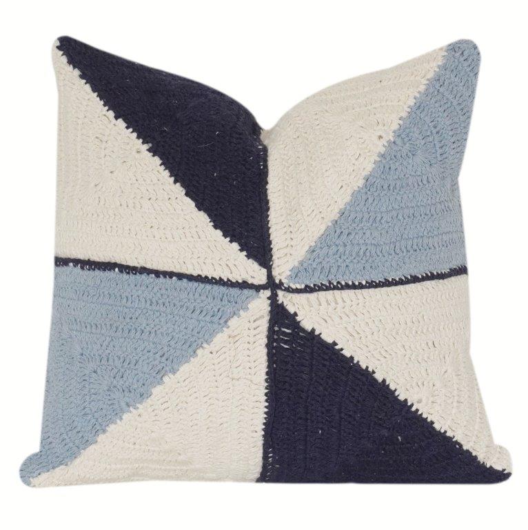 Knitted Geometric Cotton Cushion Cover – Handmade Color Block Throw Pillow Cover (18x18 Inch) - Bulk manufacturer & supplier from Panipat, India