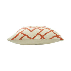 Terracotta Trellis Jacquard Cotton Cushion Cover – 45x45 cm | Geometric Lattice Design | Decorative Sofa Cushion