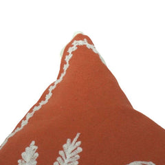 Terracotta Palm Tree Embroidered Cotton Cushion Cover with Tassels – 45x45 cm
