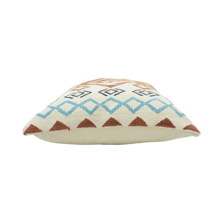 Handmade Aztec Embroidered Cotton Cushion Cover | 45x45 cm Boho Geometric Pillow Cover | Tribal Decorative Cushion - Bulk manufacturer & supplier from Panipat, India
