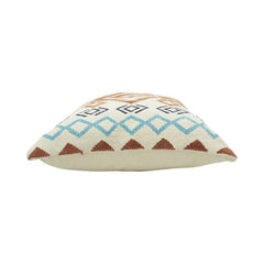Handmade Aztec Embroidered Cotton Cushion Cover | 45x45 cm Boho Geometric Pillow Cover | Tribal Decorative Cushion