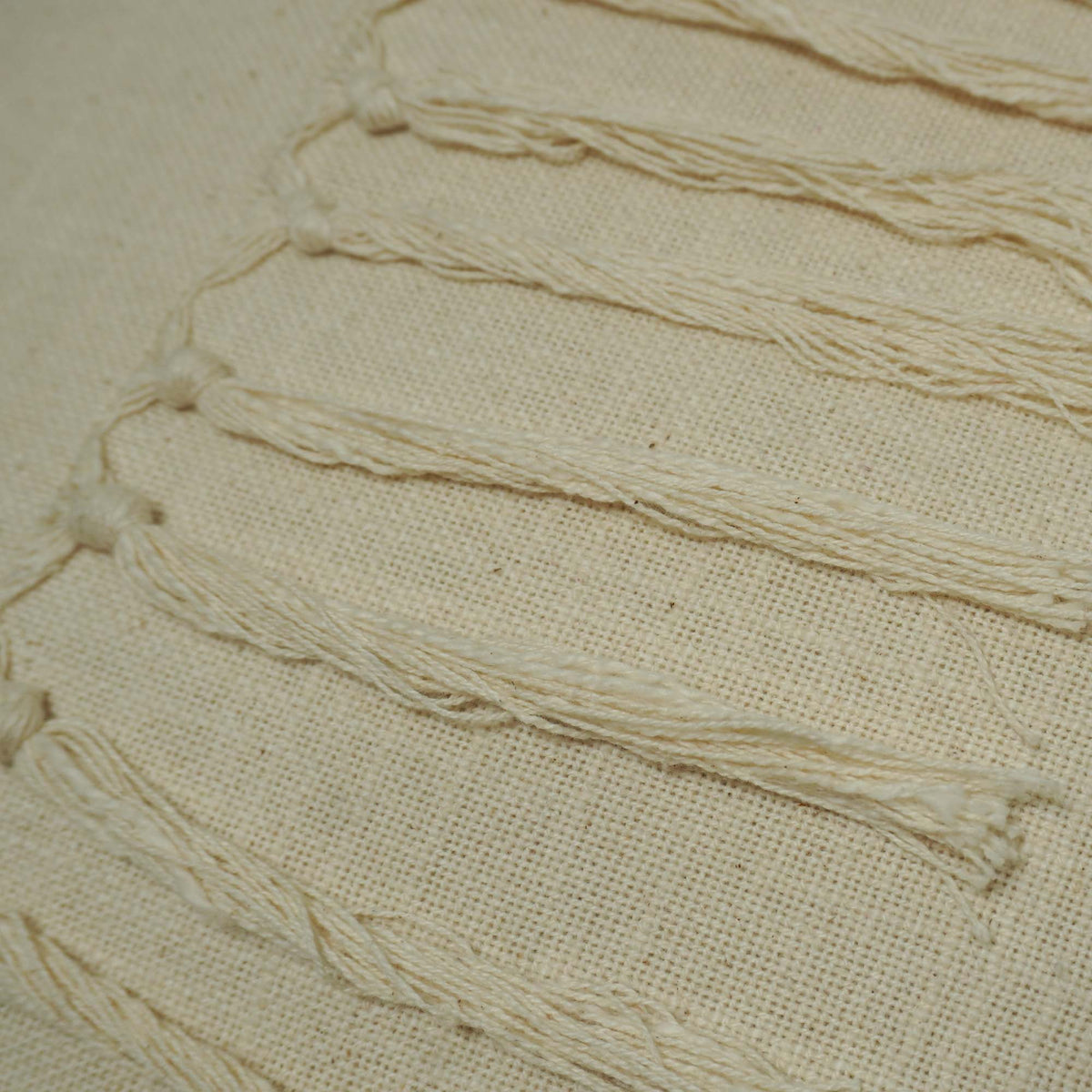 Handwoven Cotton Cushion Cover 45x45 cm | Boho Fringe Tassel Throw Pillow Cover | Natural Ivory Decorative Cushion Cover | Hidden Zip | Sofa & Bed Accent