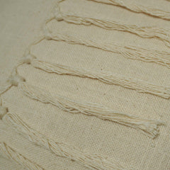 Handwoven Cotton Cushion Cover 45x45 cm | Boho Fringe Tassel Throw Pillow Cover | Natural Ivory Decorative Cushion Cover | Hidden Zip | Sofa & Bed Accent
