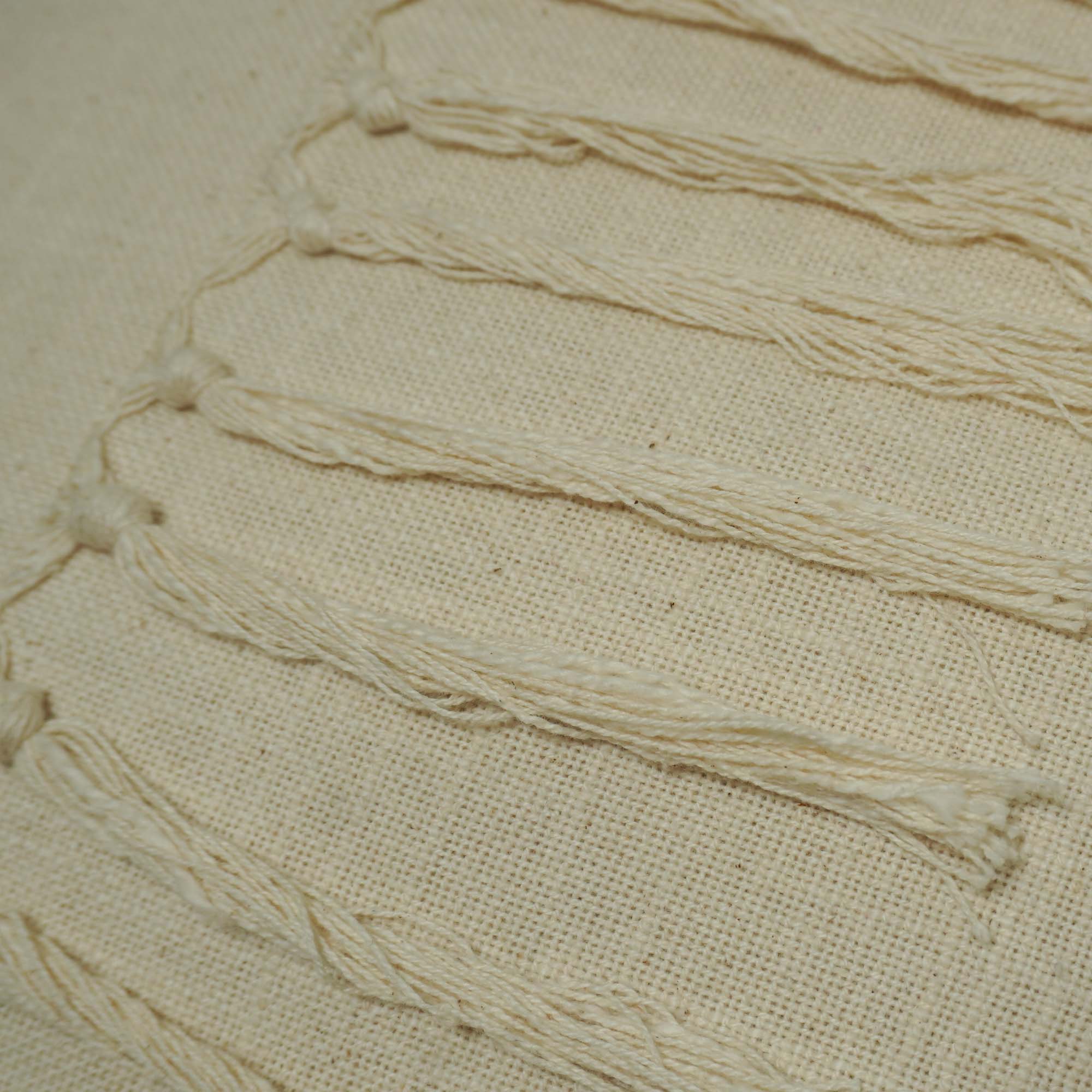 Handwoven Cotton Cushion Cover 45x45 cm | Boho Fringe Tassel Throw Pillow Cover | Natural Ivory Decorative Cushion Cover | Hidden Zip | Sofa & Bed Accent