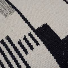 Handwoven Cotton Cushion Cover 45x45 cm | Modern Geometric Woven Cushion Cover | Black & Ivory Decorative Throw Pillow Cover | Hidden Zip | Sofa & Bed Décor