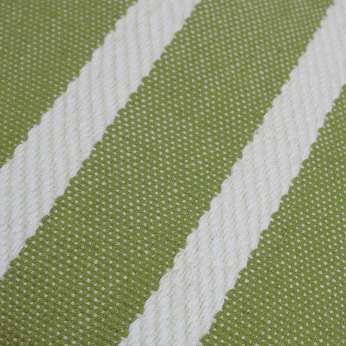 Handwoven Cotton Cushion Cover – Green & White Striped Textured Design, 45 x 45 cm