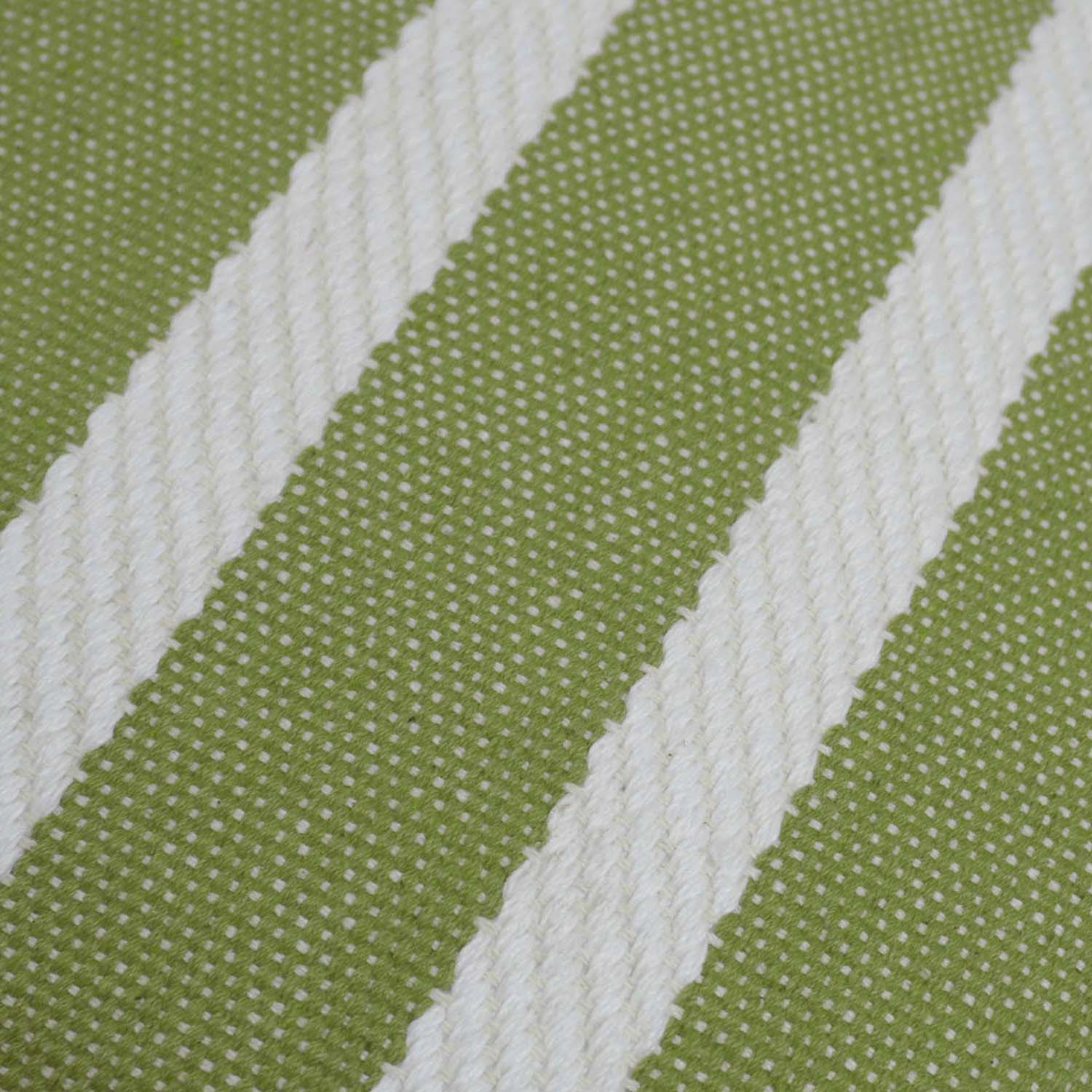 Handwoven Cotton Cushion Cover – Green & White Striped Textured Design, 45 x 45 cm