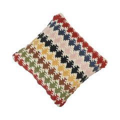 Boho Geometric Tufted Cotton Cushion Cover 45x45 cm | Multicolor Handcrafted Textured Throw Pillow Cover