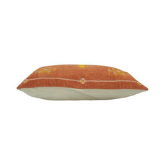 Terracotta Tribal Embroidered Cotton Cushion Cover – 30x50 cm Lumbar Pillow | Boho Artisan Decorative Cushion