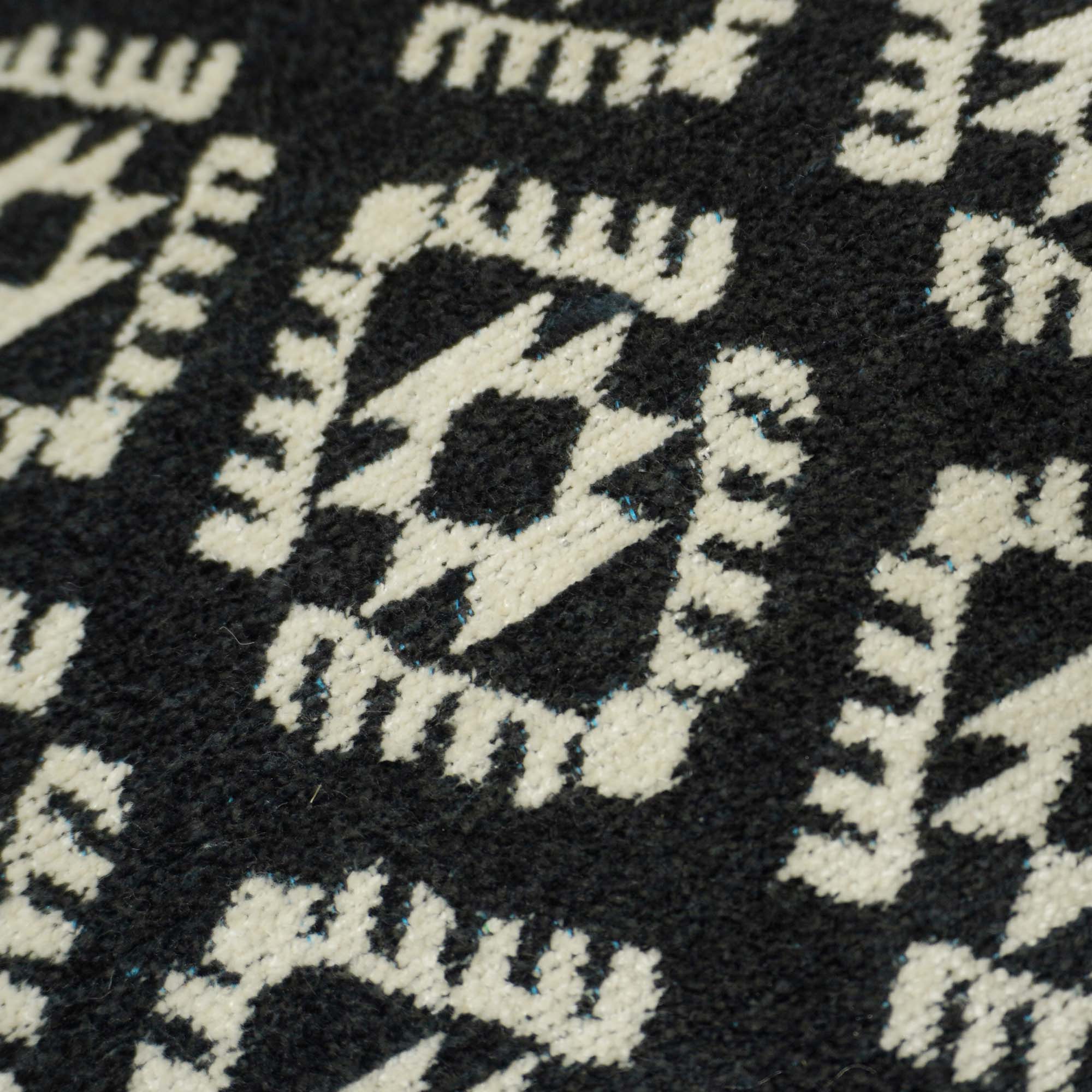 Black & Ivory Geometric Jacquard Cushion Cover 45x45 cm | Woven Cotton Decorative Throw Pillow Cover | Modern Boho Sofa Cushion Cover with Hidden Zip