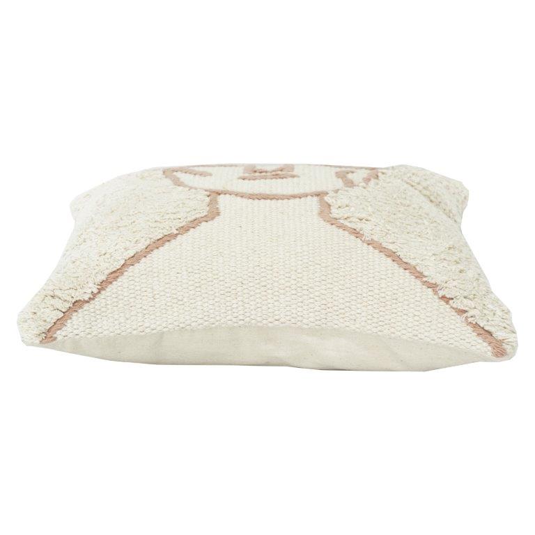 Abstract Face Embroidered Cotton Cushion Cover with Tufted Texture | 45x45 cm | Modern Boho Art Pillow Cover