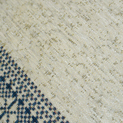 Ivory and blue geometric handwoven jacquard cotton cushion cover 45x45 cm