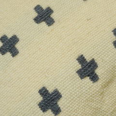 Handwoven Cotton Cushion Cover 45x45 cm – Beige & Black Plus Pattern | Textured Boho Accent Pillow Cover