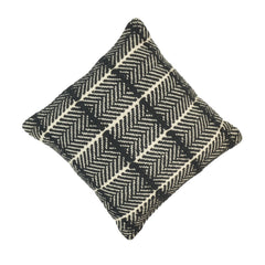 Handwoven Black & White Cotton Cushion Cover | Geometric Tribal Pattern | 45x45 cm