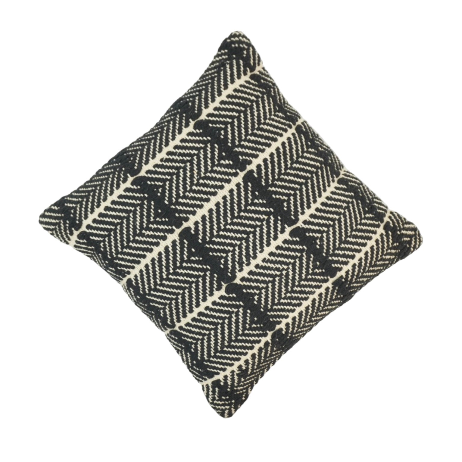 Handwoven Black & White Cotton Cushion Cover | Geometric Tribal Pattern | 45x45 cm