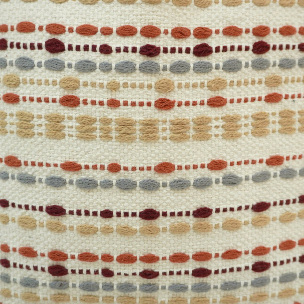 Handwoven Cotton Cushion Cover 45x45 cm | Textured Striped Embroidered Pillow Cover | Boho Neutral Decorative Cushion - Bulk manufacturer & supplier from Panipat, India