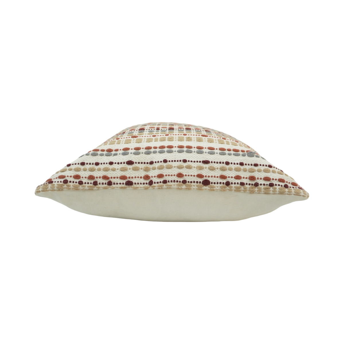 Handwoven Cotton Cushion Cover 45x45 cm | Textured Striped Embroidered Pillow Cover | Boho Neutral Decorative Cushion - Bulk manufacturer & supplier from Panipat, India