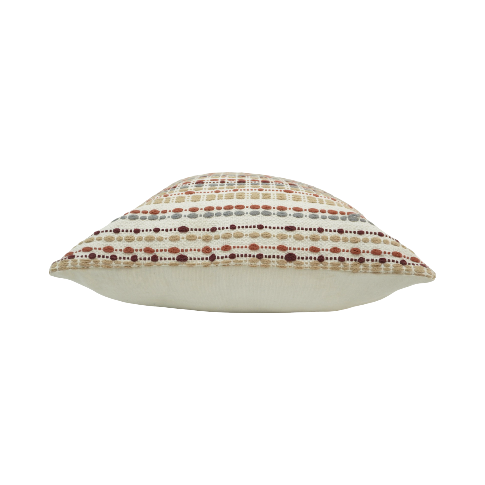 Handwoven Cotton Cushion Cover 45x45 cm | Textured Striped Embroidered Pillow Cover | Boho Neutral Decorative Cushion