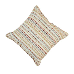 Handwoven Cotton Cushion Cover 45x45 cm | Textured Striped Embroidered Pillow Cover | Boho Neutral Decorative Cushion