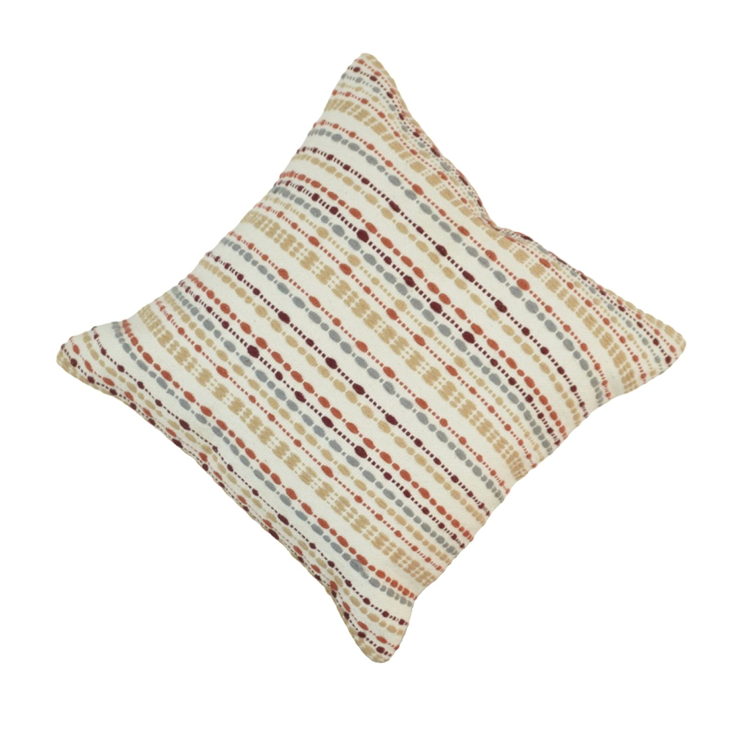 Handwoven Cotton Cushion Cover 45x45 cm | Textured Striped Embroidered Pillow Cover | Boho Neutral Decorative Cushion