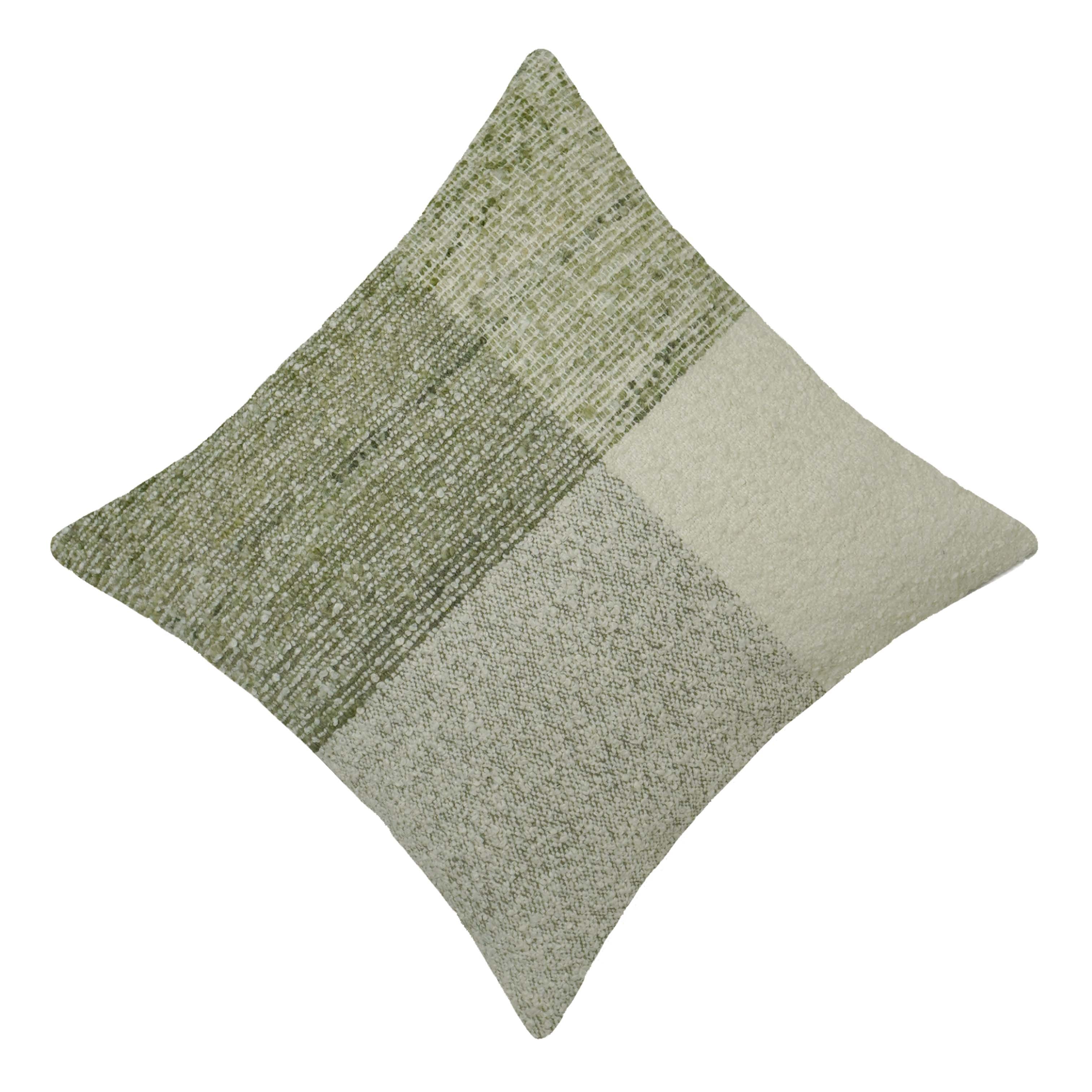 Handwoven Sage Green & Ivory Textured Cushion Cover – 45 x 45 cm