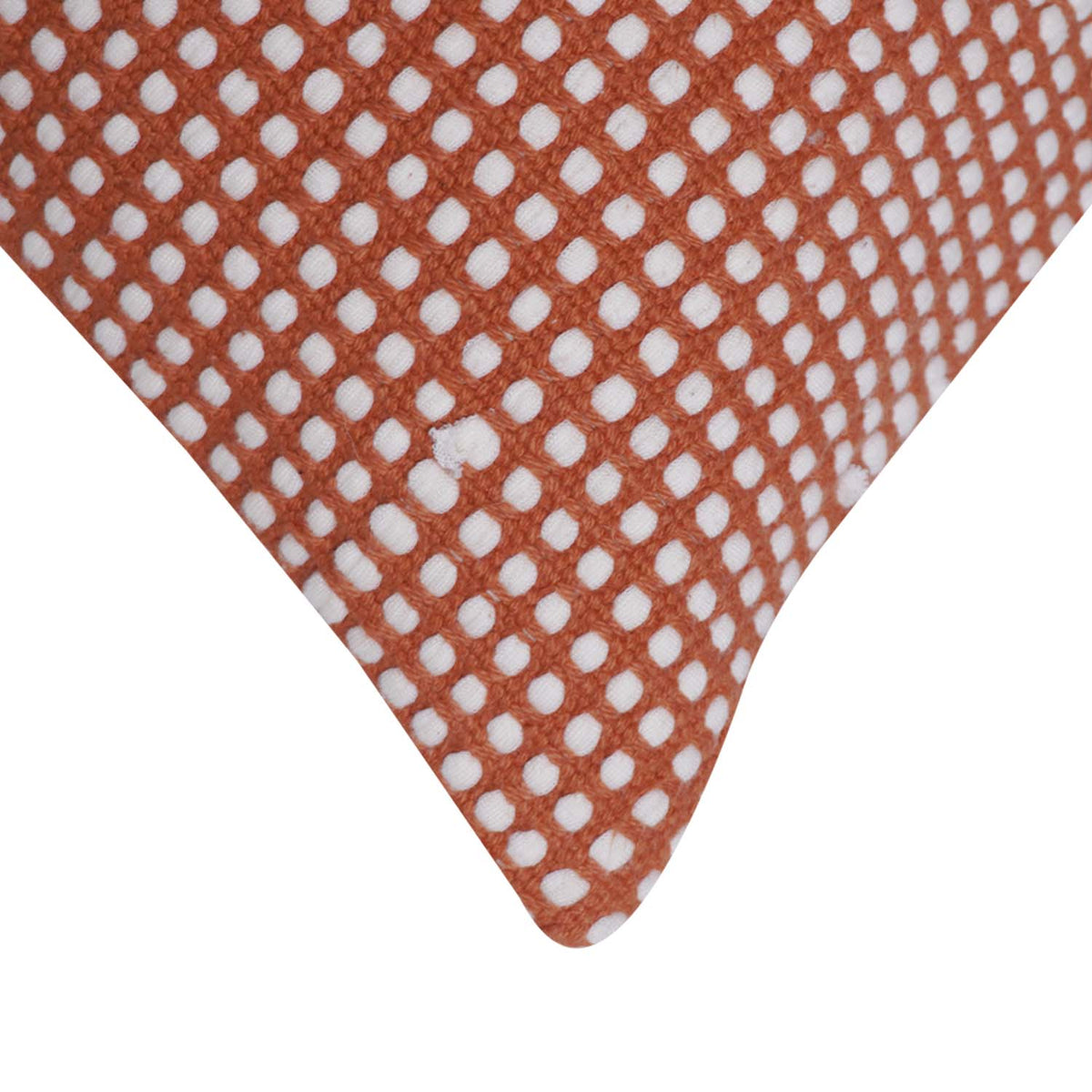 Handmade Terracotta Geometric Dot Pattern Cotton Cushion Cover 45x45 cm | Modern Boho Decorative Pillow Cover with Concealed Zip - Bulk manufacturer & supplier from Panipat, India