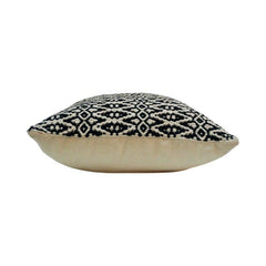 Hadmaddee Geometric Woven Cotton Cushion Cover 45x45 cm | Black & White Tribal Pattern Decorative Pillow Cover